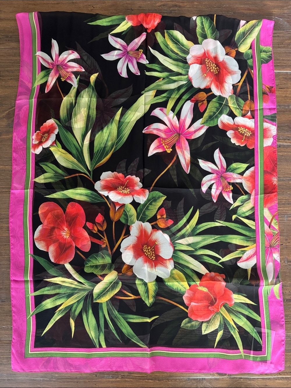 NWT Larioseta Barbieri Floral Print 100% Silk Scarf 26x68